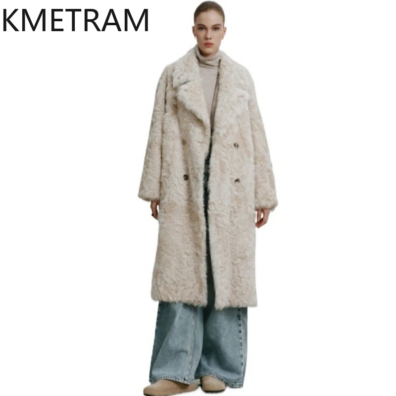 

KMETRAM 100% натуральная куртка из овчины с шерстью, женское модное длинное пальто из натурального меха, зимняя одежда 2026 Fourrure