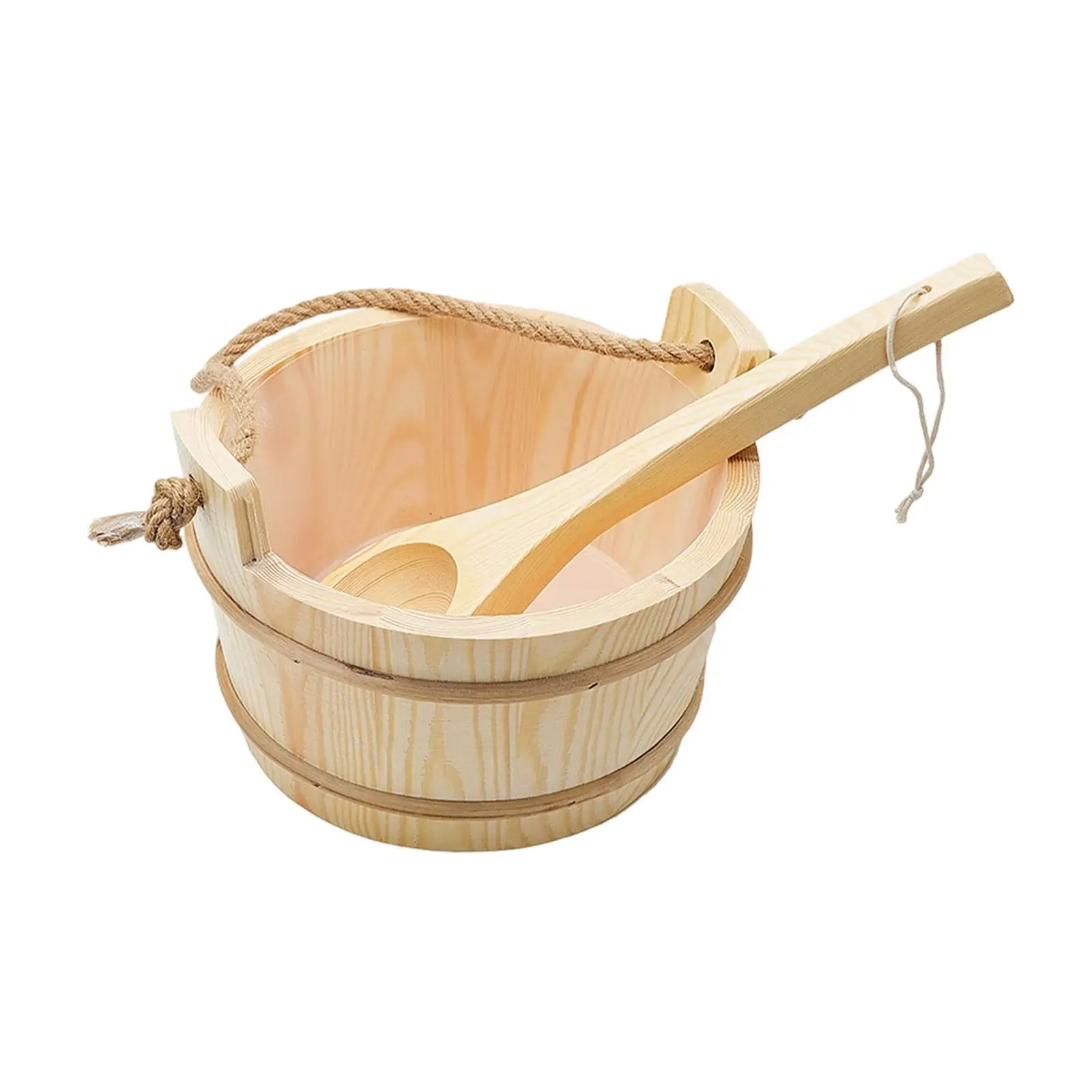 

Handmade Sauna Accessories Wooden Tub Barrel Bath Bucket Set for Steaming Pool Hotel and Home
