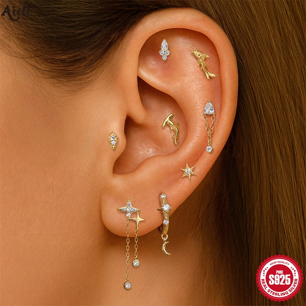 

Aide 925 Sterling Silver Shake Koi Stud Earring Screw Back Exquisite Mini Fish Earring For Women Vintage Jewelry Minimalist Gift