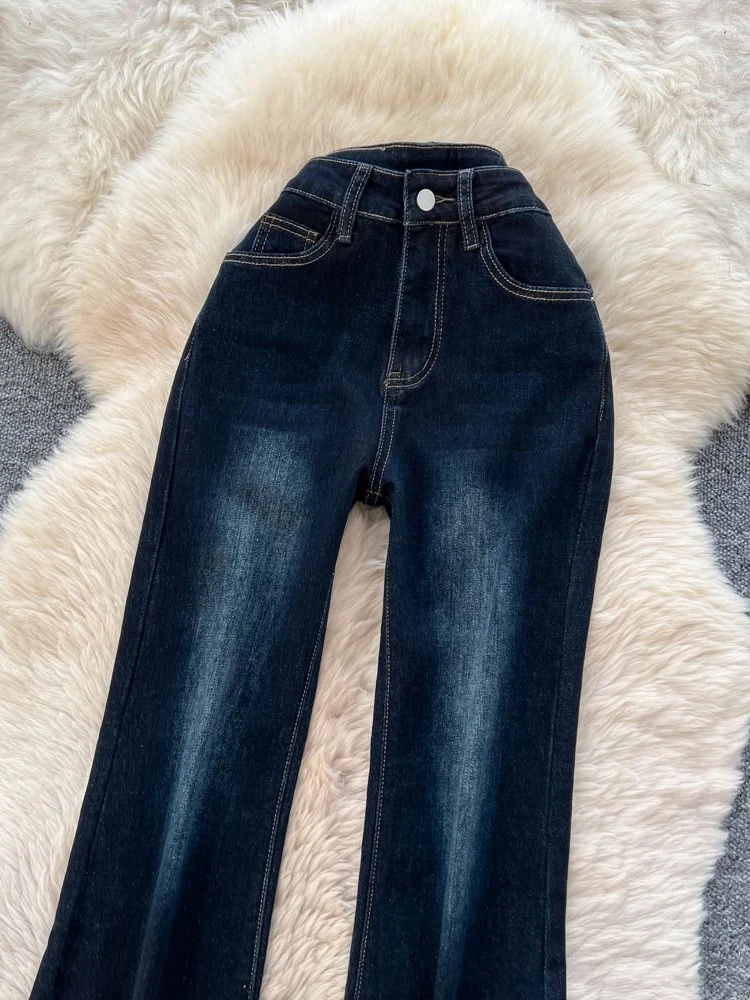 American style design sense niche retro spicy girl high waisted jeans women's spring new fashion slimming bell bottom pants