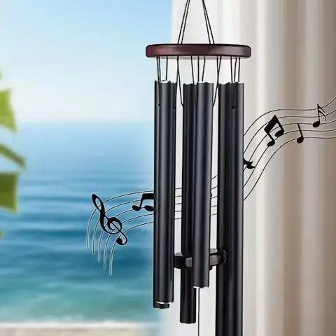 Balcony Corridor Decoration Classic 26 Inch Aluminum Pipe Wind Chimes With Wooden Hanging Tag Farmhouses Terraces Gardens