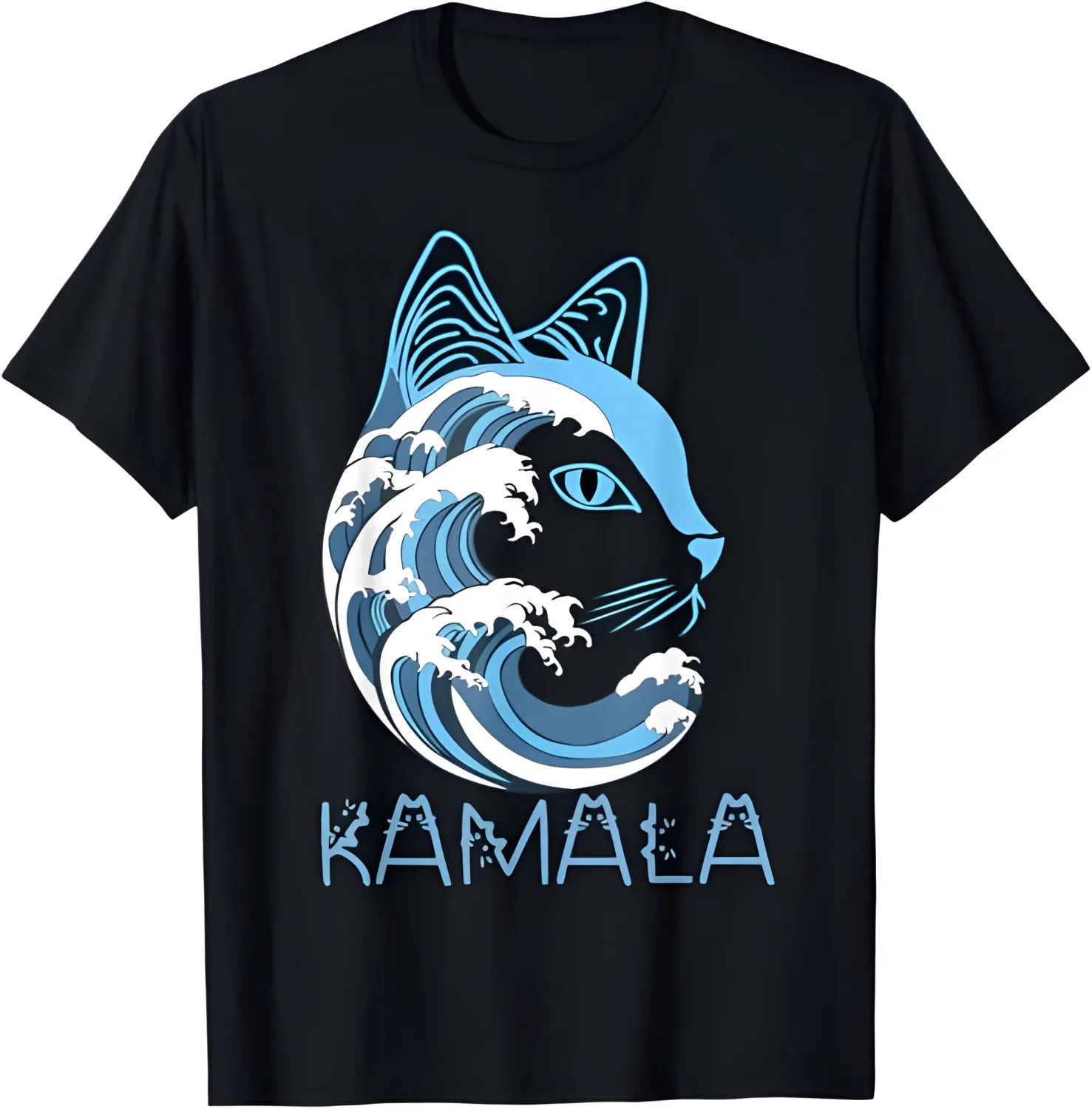 Blue Cats Wave For Kamala Funny Cat Owners Kamala Harris T-Shirt