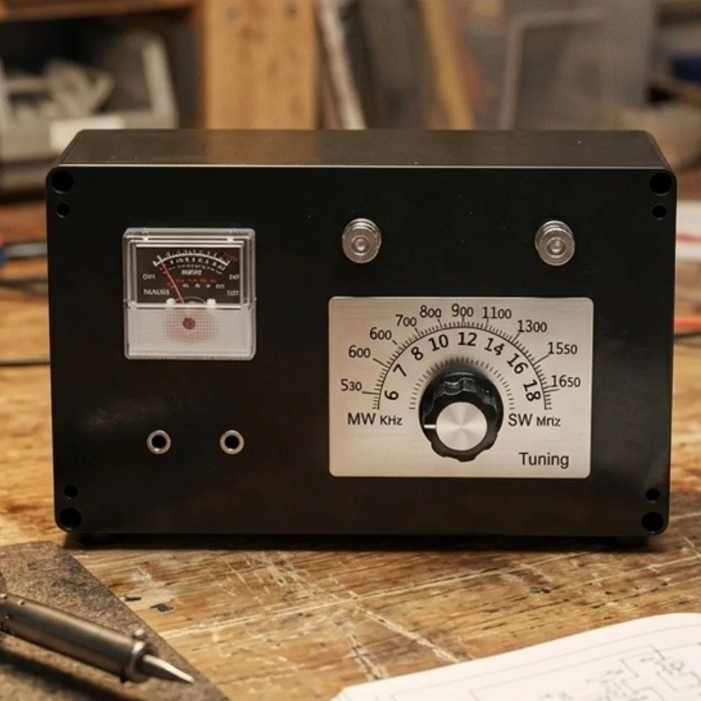 DIY For crystal Radio Kit for AM Medium Wave Reception Featuring For dual Loop Circuit and Diode Detector 18x11x5cm