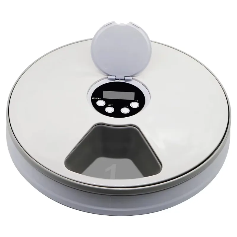 

Hours Automatic Round Pet Feeder 6 Grids Timing Food Dispenser Voice Recorder Food Bowl For Cat Dog Pet