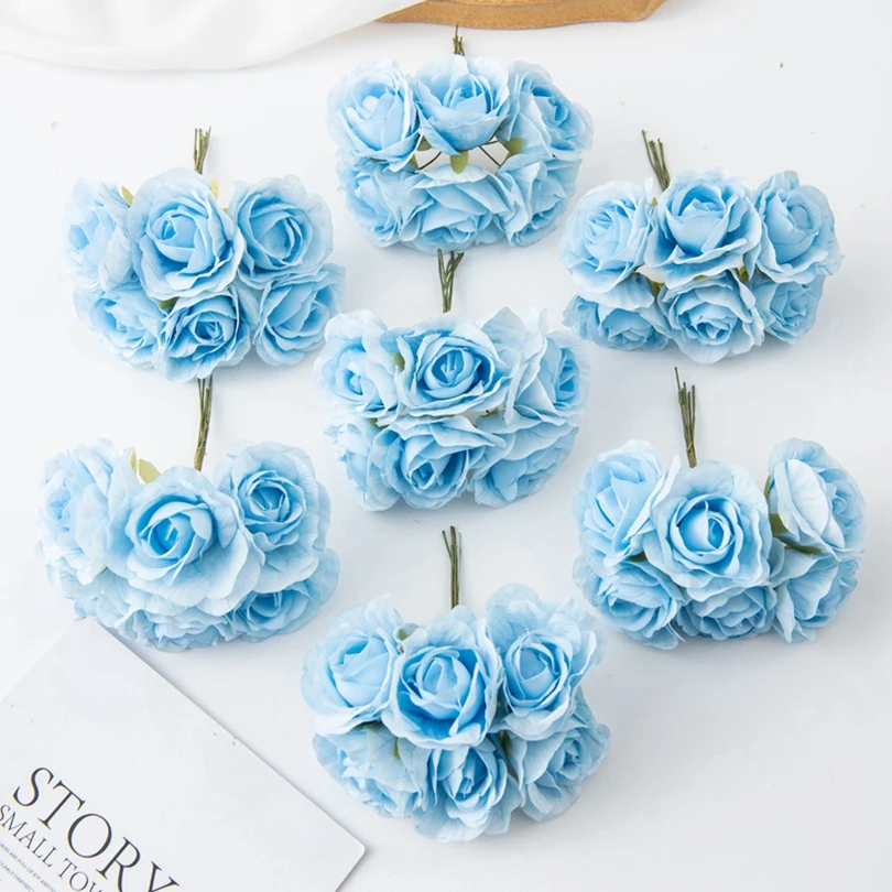 زهور ورد حريرية صناعية ، أكليل عيد الميلاد ، باقة زفاف ، قوس حديقة للمنزل في الهواء الطلق ، ديكورات صندوق تصنعه بنفسك ، تخفيضات كبيرة ، 18 روض