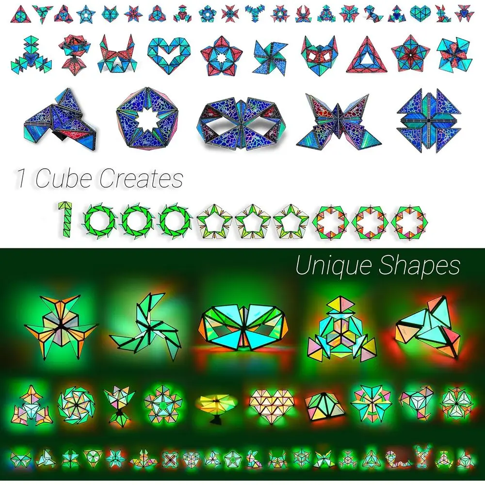 TOSY Rompecabezas de pirámide magnética - 1 cubo, 1 mil millones de formas, 14 piezas, 243 imanes, juguete para regalo STEM, paquete de 4