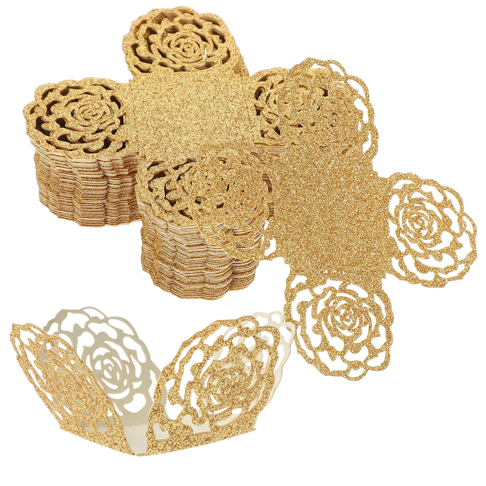 

50pcs Chocolate Packaging Tray Hollow Design Cups Decorative Wrapper Party Table Centerpieces Lightweight Compact