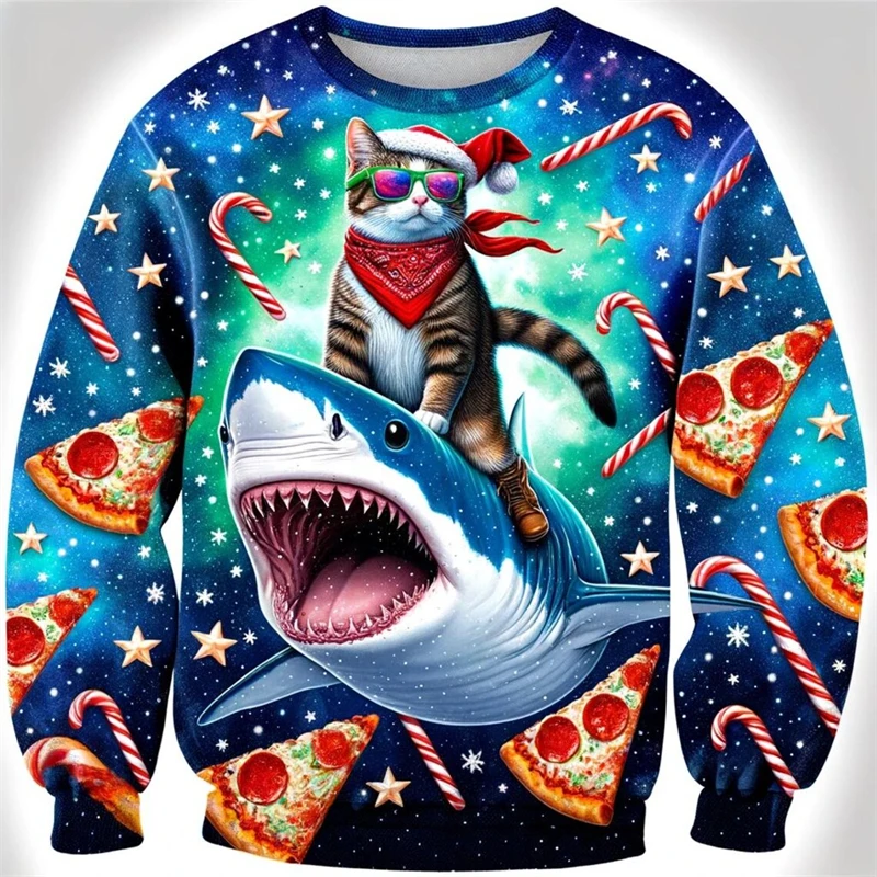 Fashion Cat Ugly Christmas Sweater For Women Clothes Holiday Party Men Sweatshirts Casual Male Pullovers Flamingo Tracksuit Tops