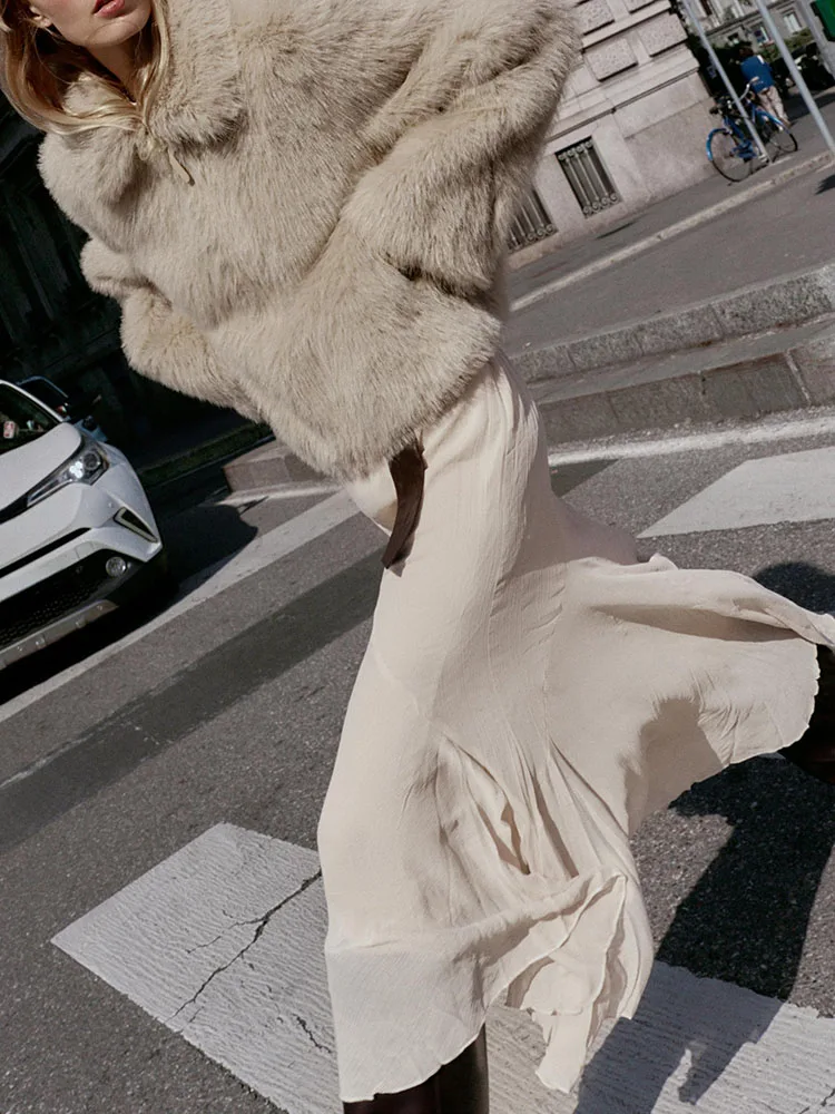 Sweet Ele dubbelzijdig namaakbont effect Jaet bovenkleding voor dames ort Sle Long Sve turn-down kraag herfst nieuwe Arr...