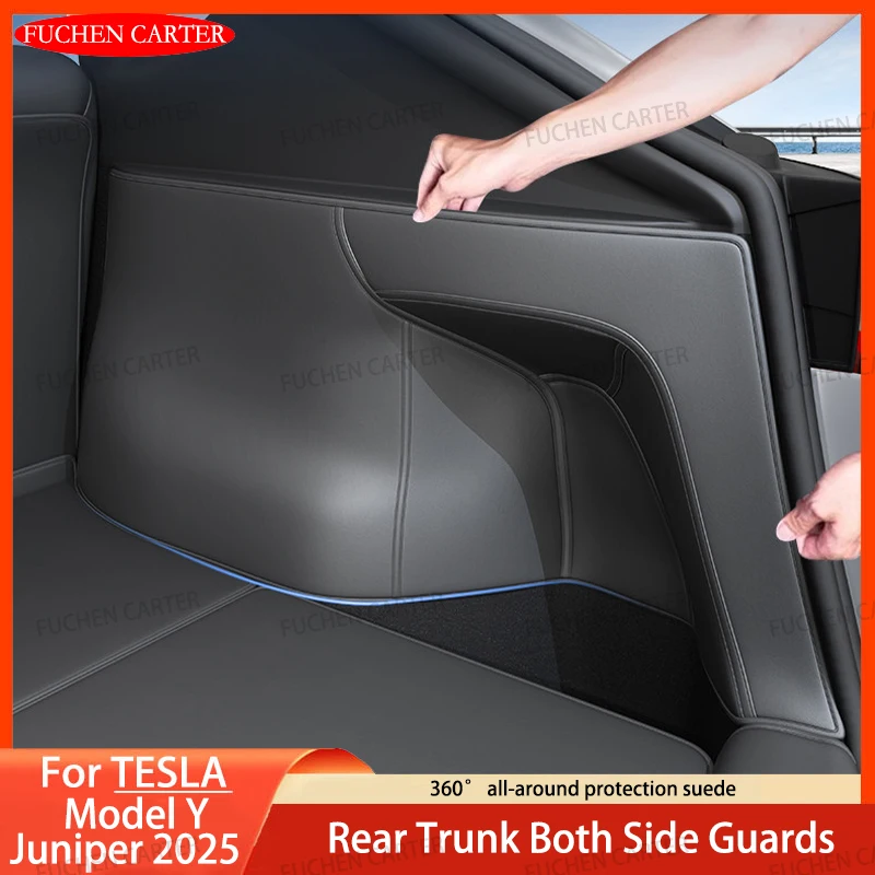 For Tesla Model Y Juniper Trunk Mat Full Coverage Trunk Both Side Guards Seat Backrest Protective Pad Cargo Liner Anti Dirty Mat