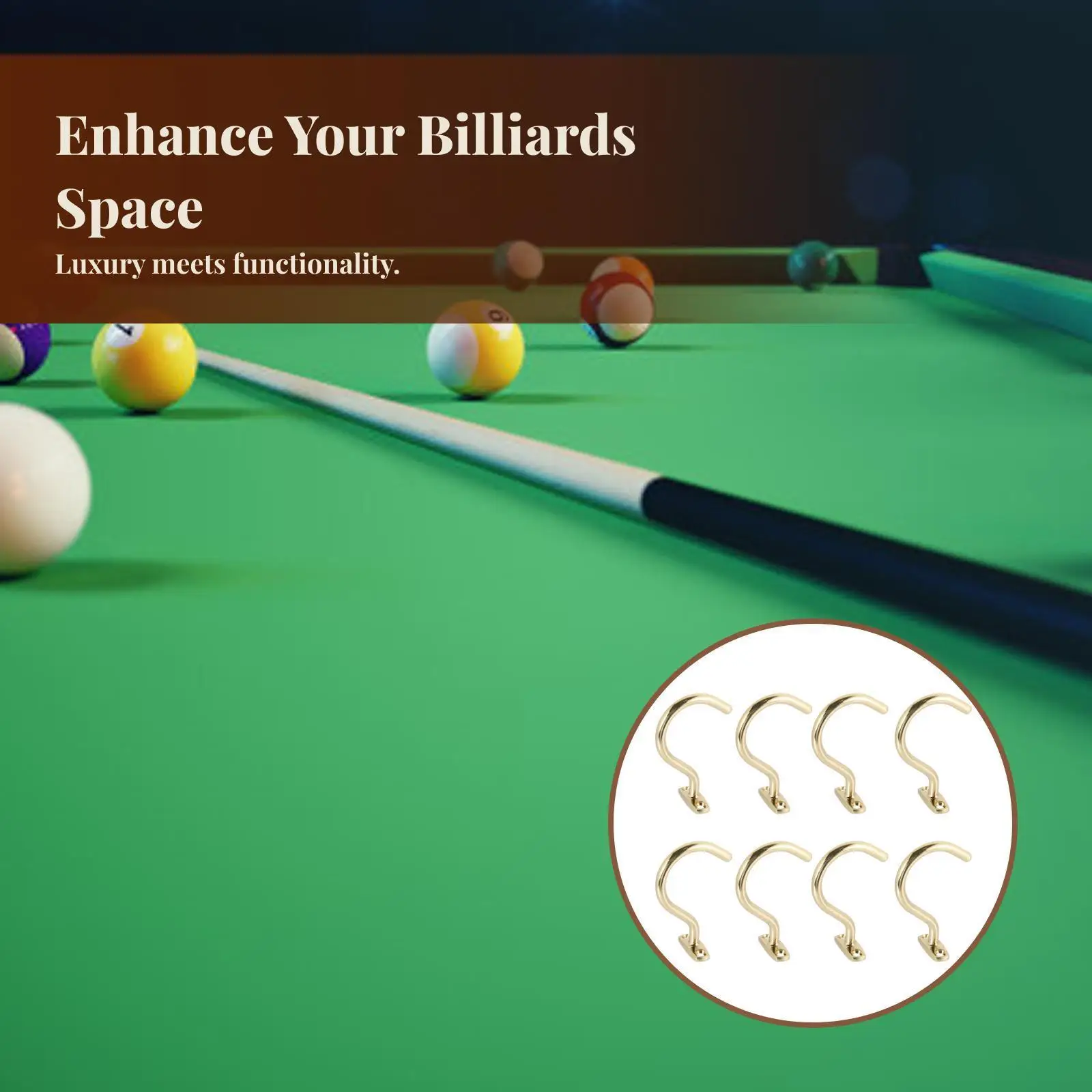 

Bridge Stick Hook Metal Brass Billiard Table Cue Holder for Pool Table Billiard Tools and Supplies