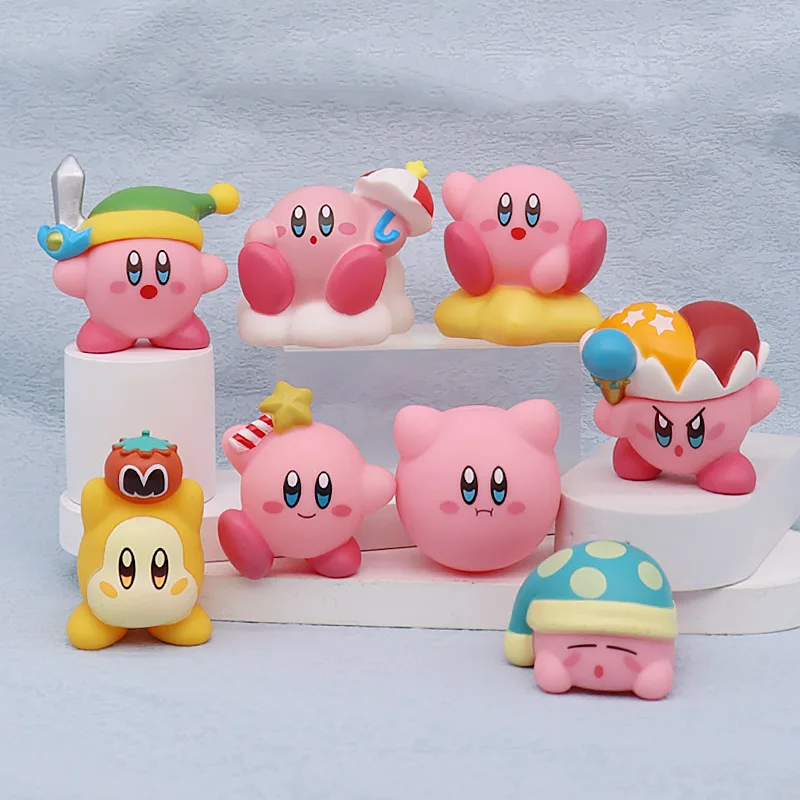 1Pcs Kirby Mini Anime Figure Model Elf Mirror Maze Game Cartoon Kirby Doll Model Ornaments Action Figures Q Version Pvc Mode Toy