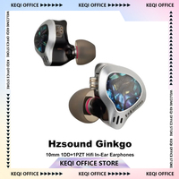 Hzsound Ginkgo Earphone 10mm 1DD+1PZT Hifi Earphones IEM with 3 Switchable Tuning Nozzles and Detachable Cable Custom Headphones