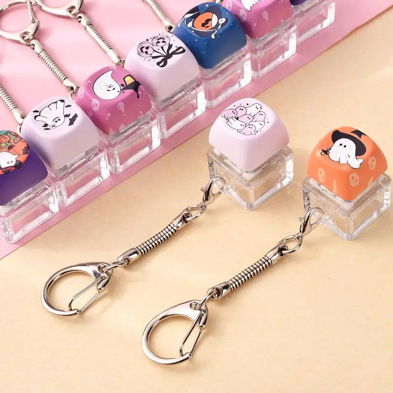 Halloween Mechanische Tastatur Schlüsselanhänger, Mini Fidget Finger-Spielzeug zur Stresslinderung als Geburtstagsgeschenk und Partyzubehör – Detail 2