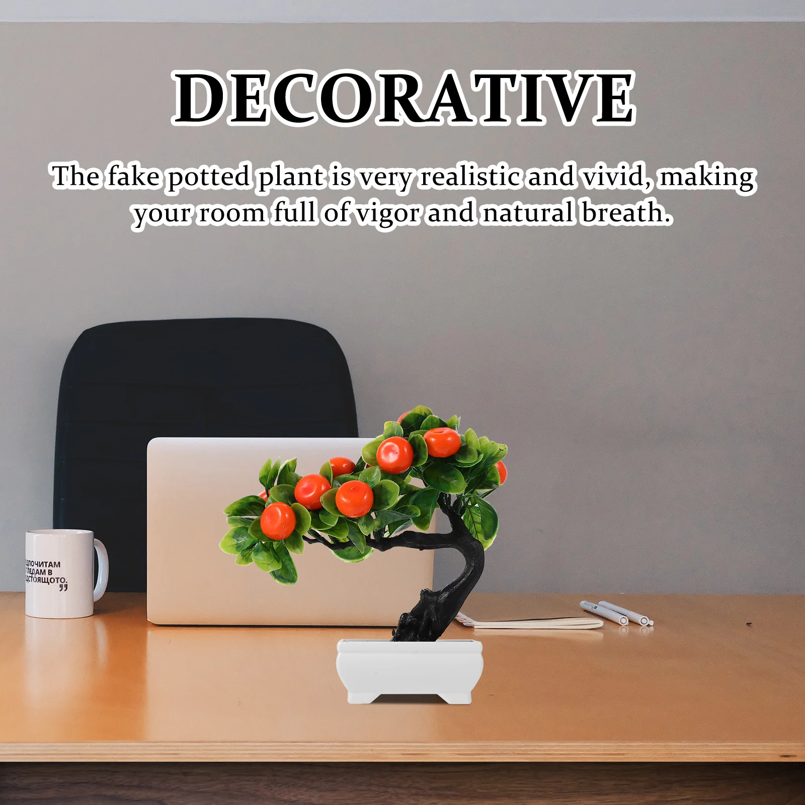 

Faux Potted Plant Lifelike Artificial Bonsai for Decor Easy Care Simulation Greenery Ornament Fake Plant in Container