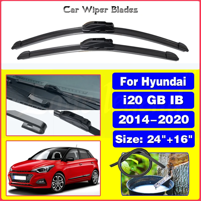 

For Hyundai I20 GB IB 2014 - 2020 Front Wiper Blades Windscreen Windshield Brushes 24"+16" Car Accessories