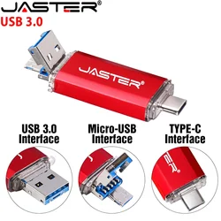 Multifunction Metal OTG USB 3.0 Flash Disk 4G 8G 16G 32GB 64G 128G Micro USB Pen Drives Red TPC Memory Stick U Disk Custom LOGO