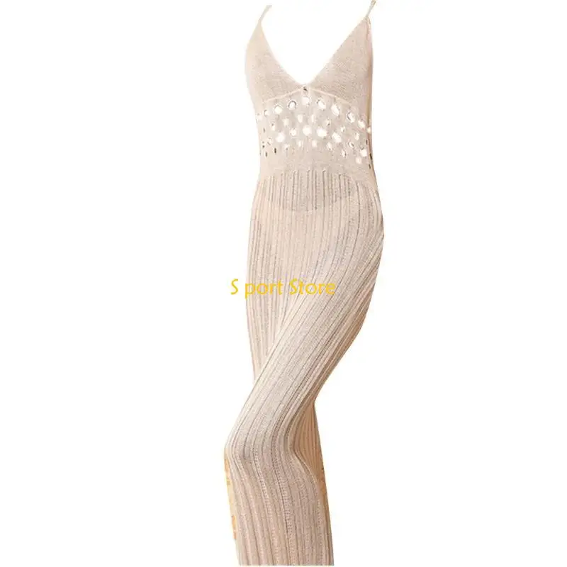 U2JB 할로우 비키니 여성용 크로 셰 뜨개질 비치 드레스 백리스 수영복 커버 업