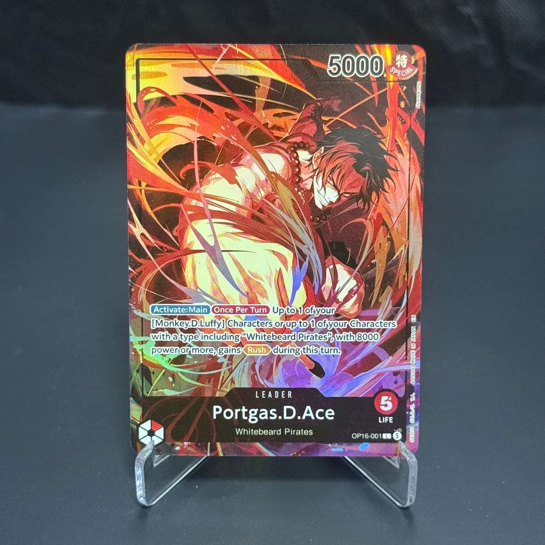 One Piece TCG English OP16-001 Portgas.D.Ace L Official Playmat Flame-Flame Fruit Coliseum Edition Foil Card Proxy