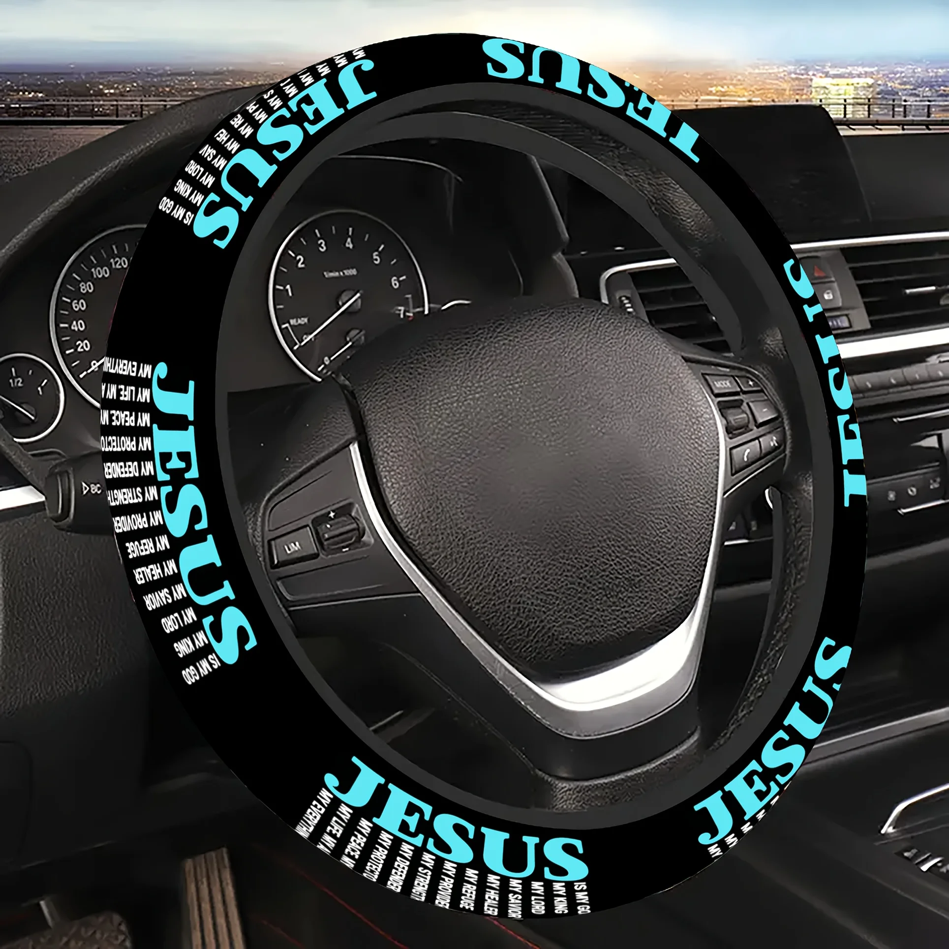 1pc Steering Wheel Cover, Jesus Quote Positive Affirmation 