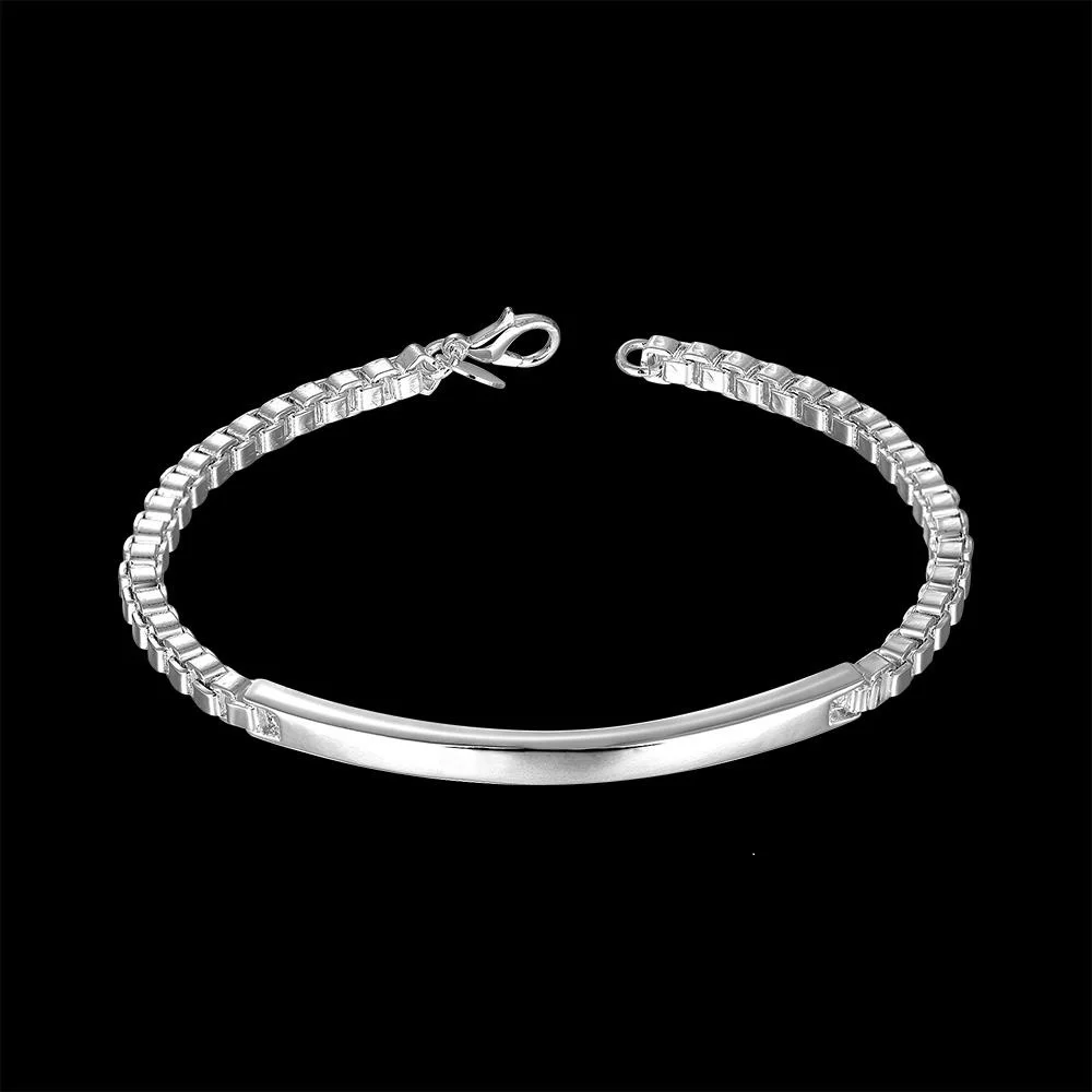 Fine Korean Fashion 925 Sterling Silver Classic Strip Lattice Bracelet for Woman Man Wedding Party Noble Gifts Jewelry