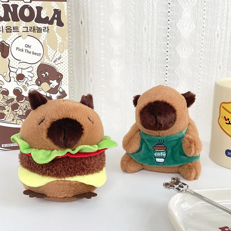 Capibara hamburger peluche portachiavi per auto portatile tridimensionale capy bala bambola ciondolo borsa da scuola di moda creativa