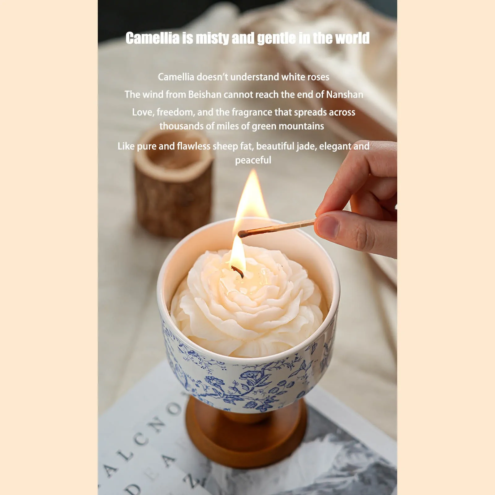 Scented Candles in Jars with Wooden Wick Decorative Aromatic Candles Wholesale Distributions Chinese Style Flameless Candles