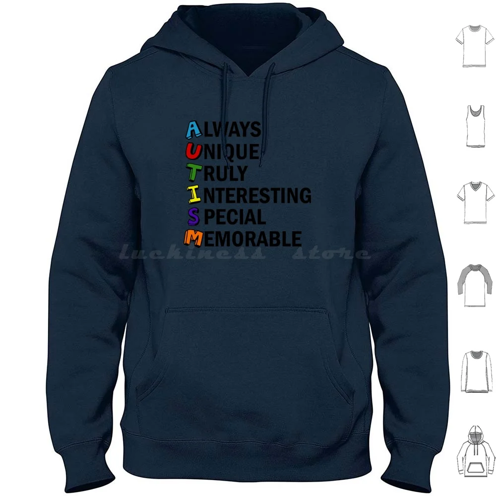 Autism Awareness Acrostic Hoodie cotton Long Sleeve Autism Acronym Cool Autistic Spectrum Word Poem Autism Awareness Acrostic