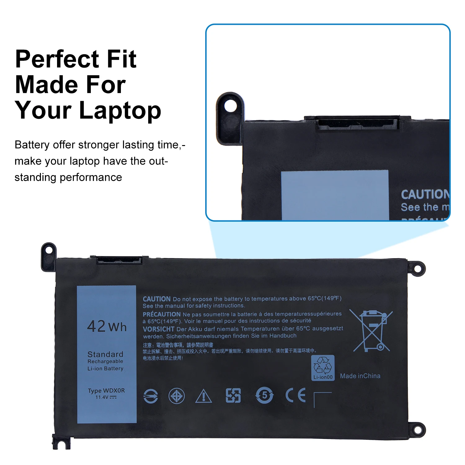 

WDX0R WDX0R Laptop Battery for DELL 15-5565 5567 7460 7560 Batteries +24-Month warranty