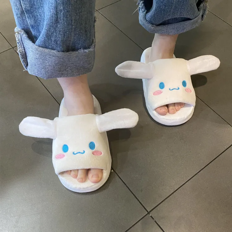 Cinnamoroll Sanrio Cotton Shoes Kuromi My Melody Women Plushie Y2K pantofole con orecchie mobili scarpe basse Slipper Shoes peluche Gift