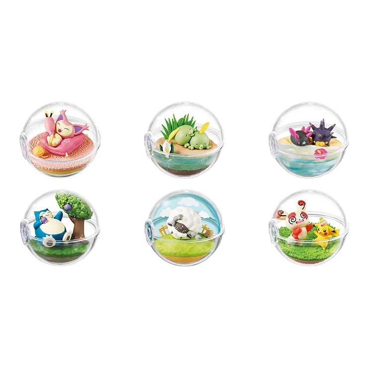 RE MENT Pokemon Glass Container Collection Happy Every Day Capsule Toys Full Box 6 Pcs RE-MENT-2305-0002