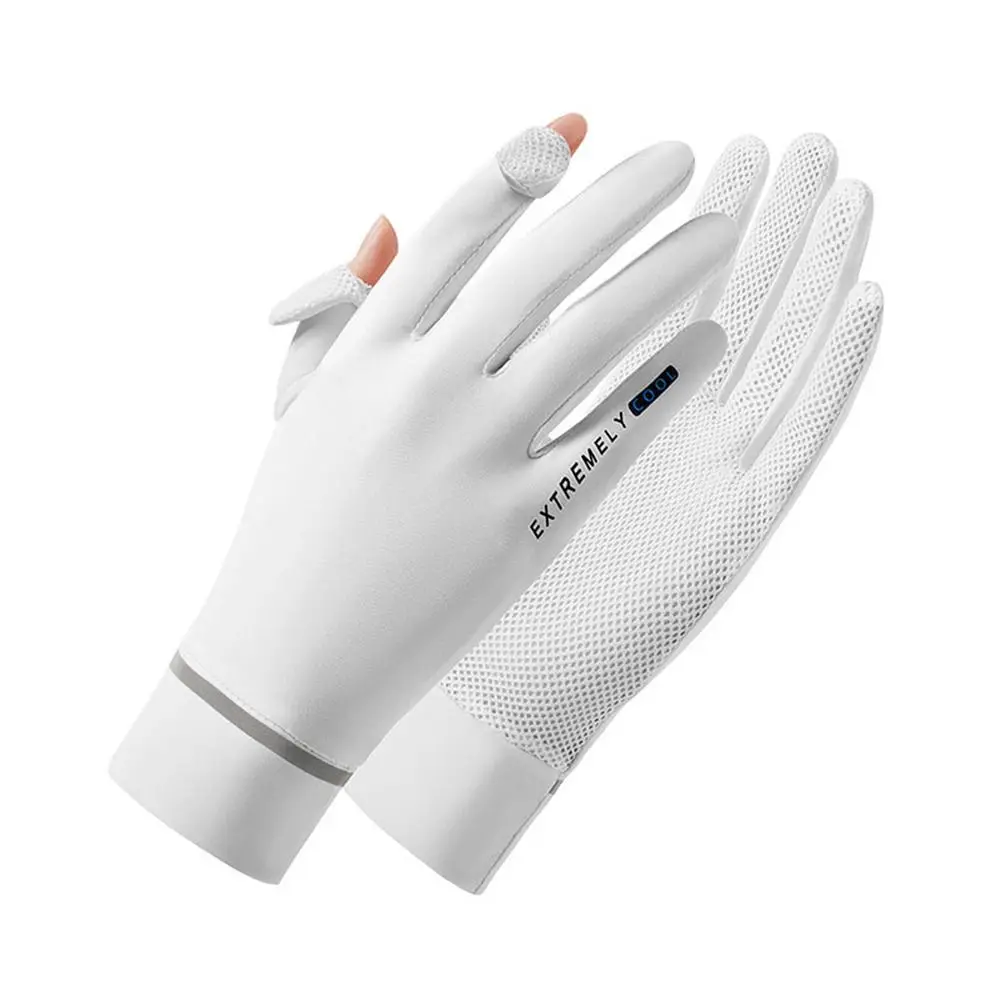 Women Female Sunscreen Thin Anti-UV Gloves Mittens Sun Protection Gloves Ice Silk Gloves