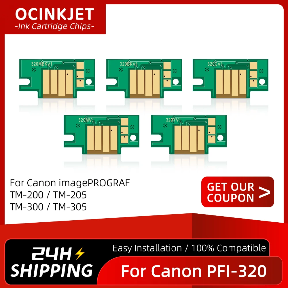 

5Colors For Canon PFI-320 PFI320 Ink Cartridge ARC Chip For imagePROGRAF TM-200 TM-205 TM-300 TM-305 TM200 TM205 TM300 TM305