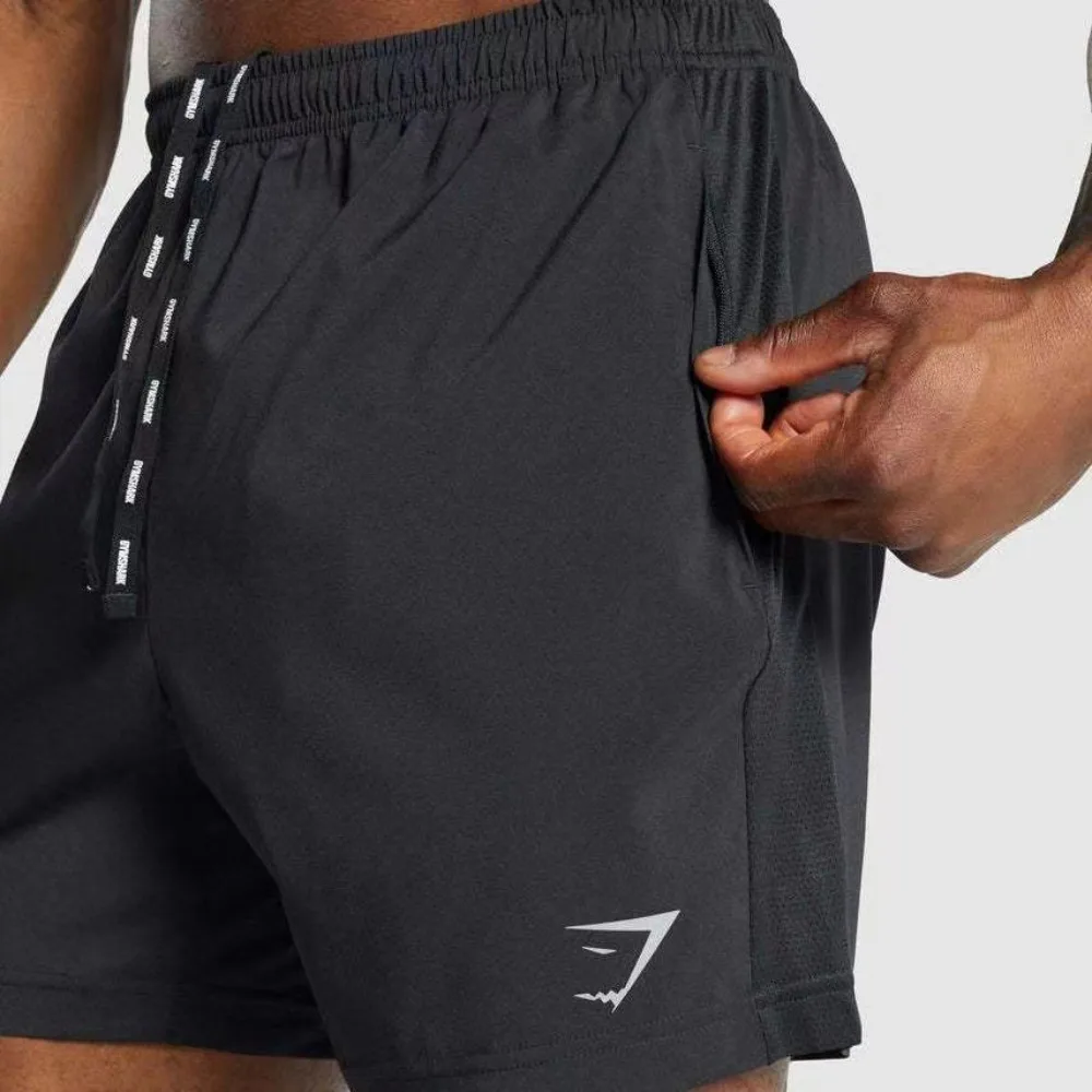

Men's Quick-Dry Workout Shorts with Zipper Pockets, Breathable Stretch Fitness Running Shorts for Training & Gym