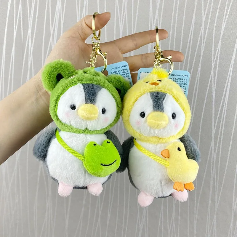 Niedlicher Pinguin-Plüsch-Schlüsselanhänger, weicher Kawaii-Cartoon-Pinguin mit Hüten, Schlüsselanhänger, Tasche, Ornamente, superweicher Plüsch-Anhänger, Paar-Geschenk – Detail 2