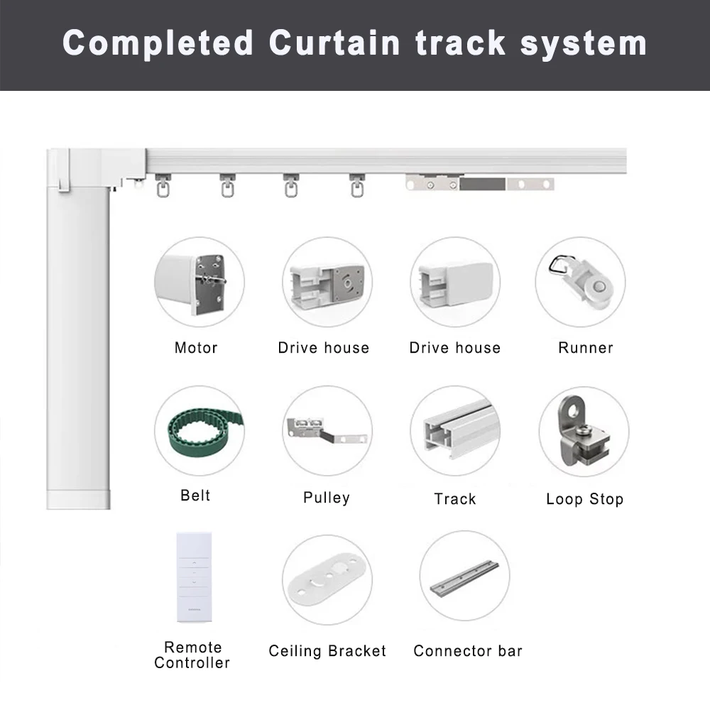 Manufacturer of smart home products: electric aluminum curtain motors and track ceiling electric curtain track rails