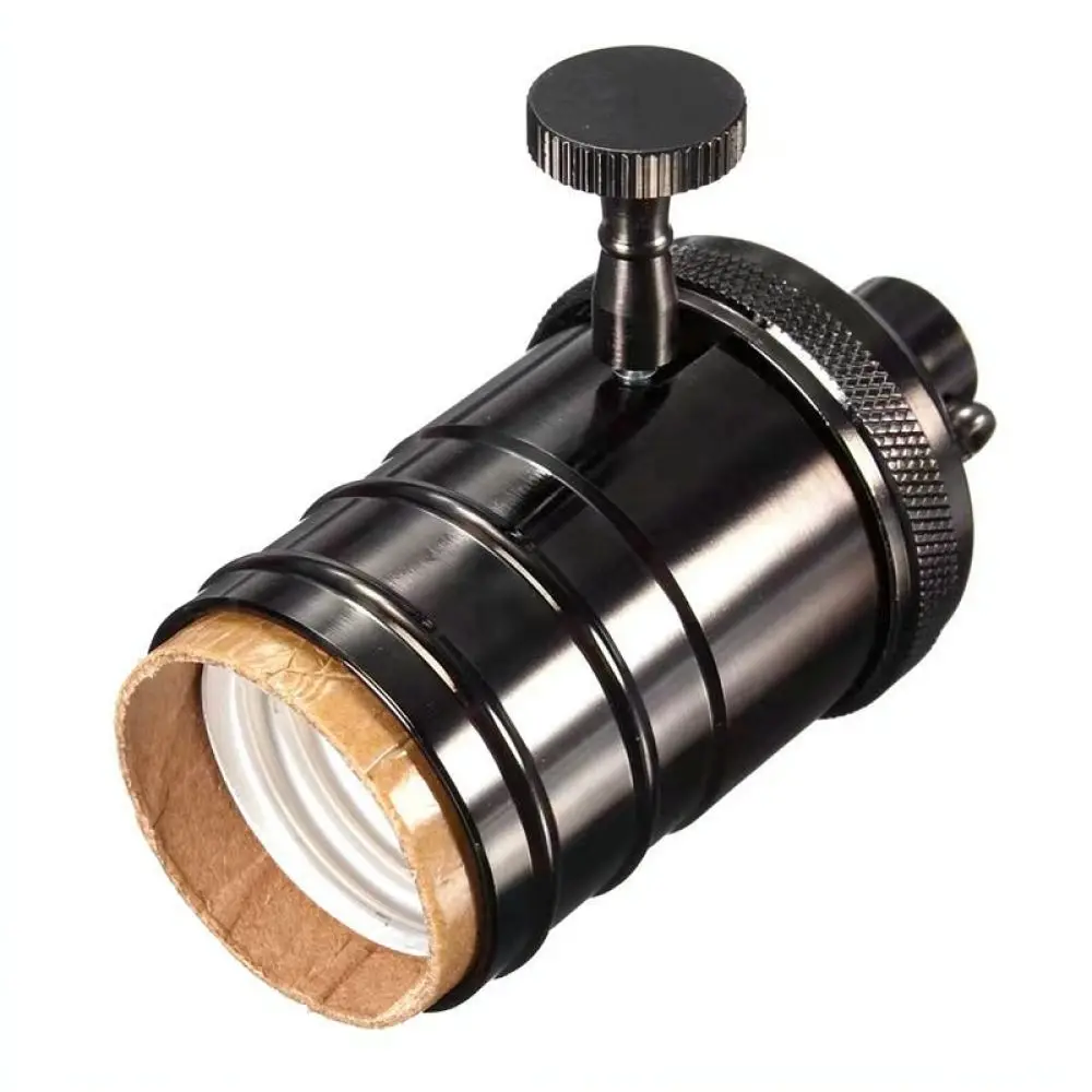 Industrial E27 E26 Aluminum Lamp Socket With Knob Switch Retro Light Base For Repairing Table Wall Pendant Lamps