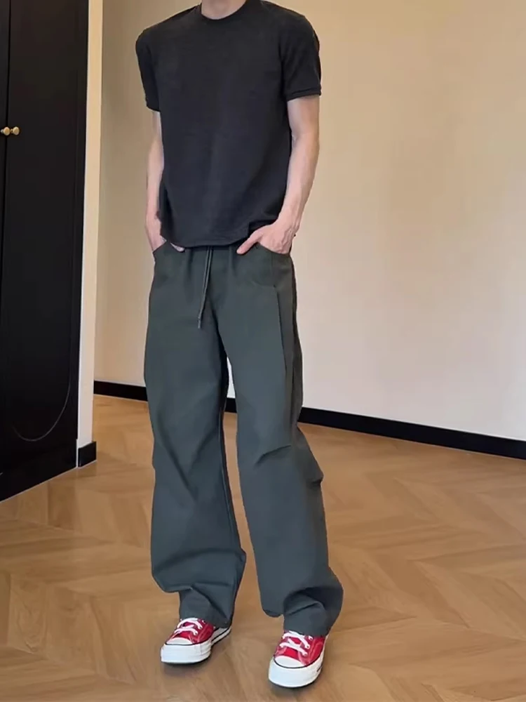 

Мужские повседневные брюки цвета хаки, удлиненные, свободного кроя, широкие, для работы, с защипами в форме ножа