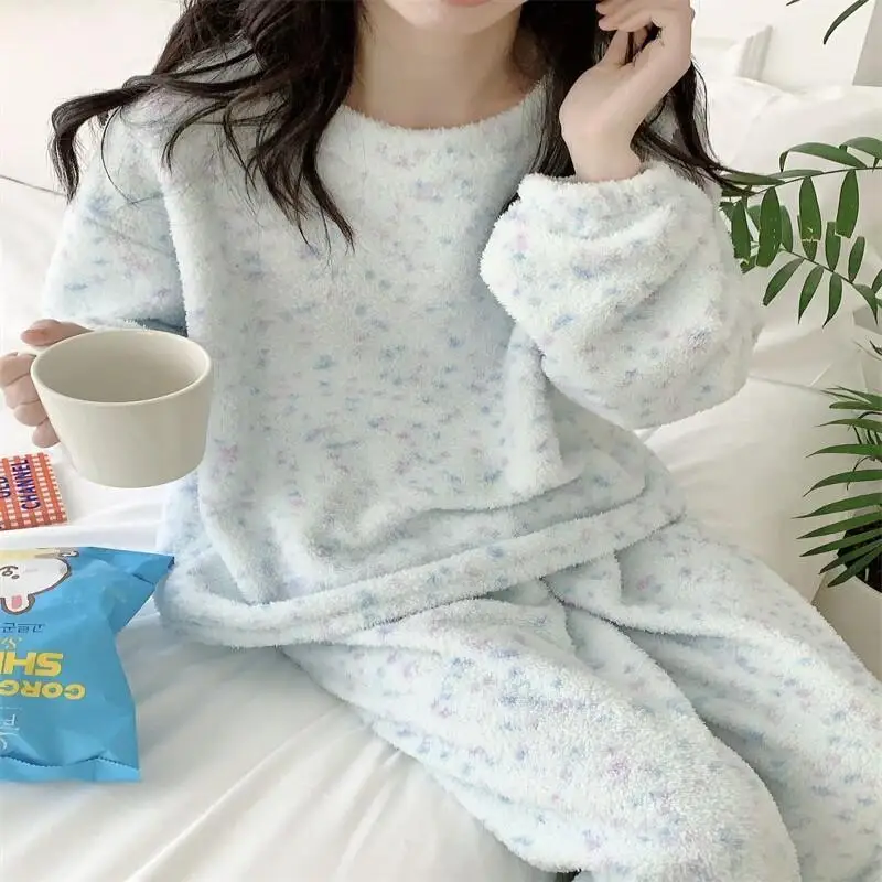 

Sexy Pajama Set Coral Fleece Sleepwear for Women Fashion Homewear Autumn and Winter Women's Sports Suit Offers Liquidation Sets