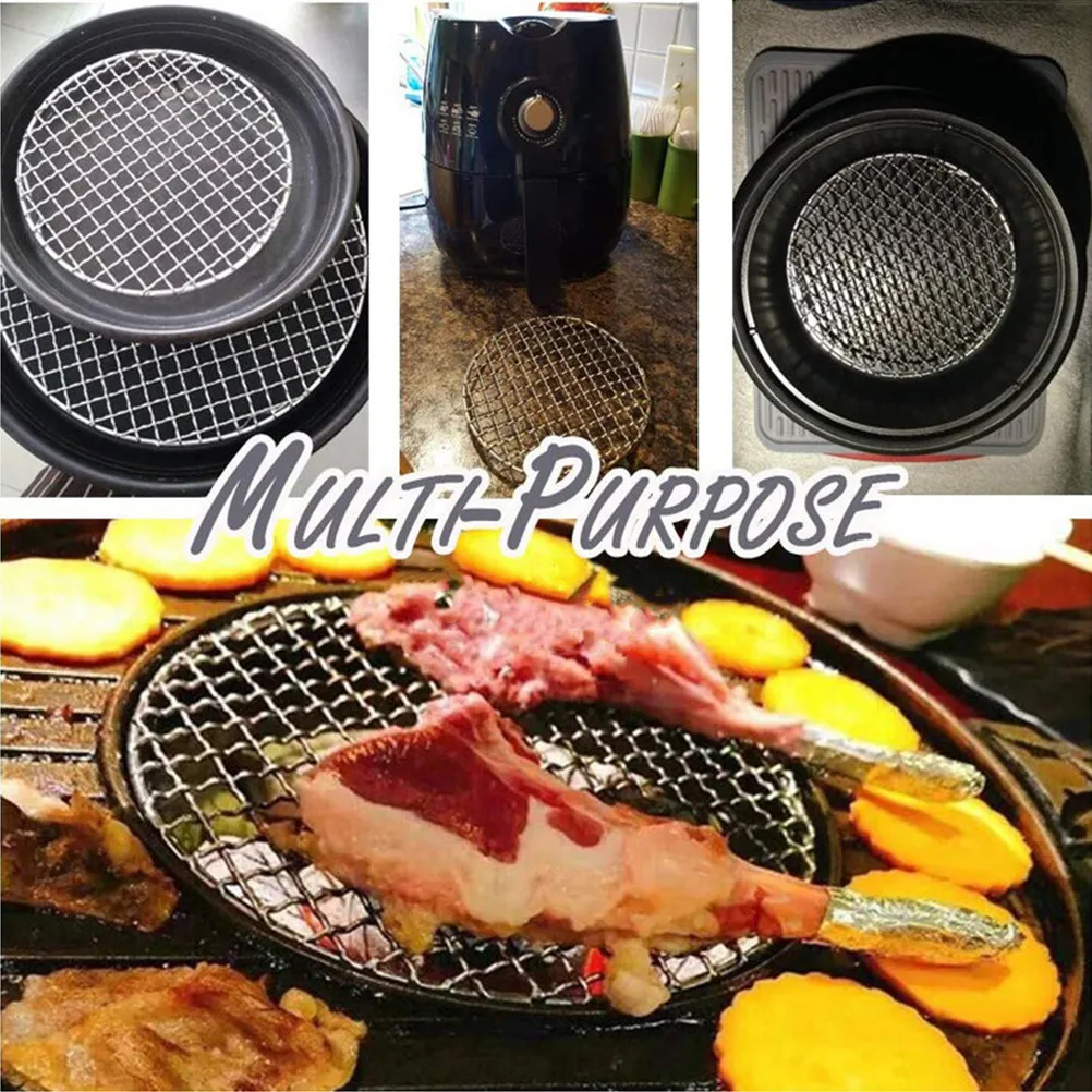 Round Stainless Steel BBQ Grill Mesh Nonstick Heat Resistant Barbecue Net for Meat Fish Vegetables Kebabs