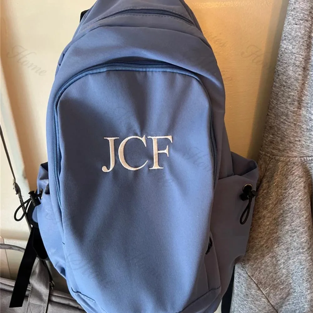 45cm Embroidered Name College Students Backpack New Large Capacity Boys Girls Outdoor Travel Backpacks Custom Any Text Gift Bags