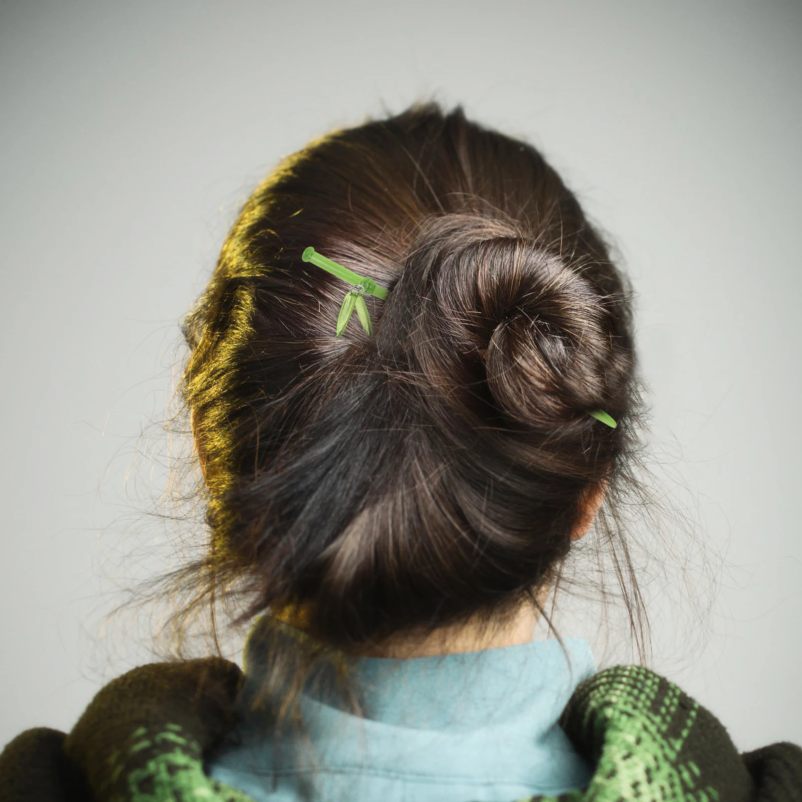

Bamboo Hairpin Classic Forks Decorative Chinese Hanfu Accessories Vintage Green Tassel Bamboo Shaped Sticks Handmade Retro Bun