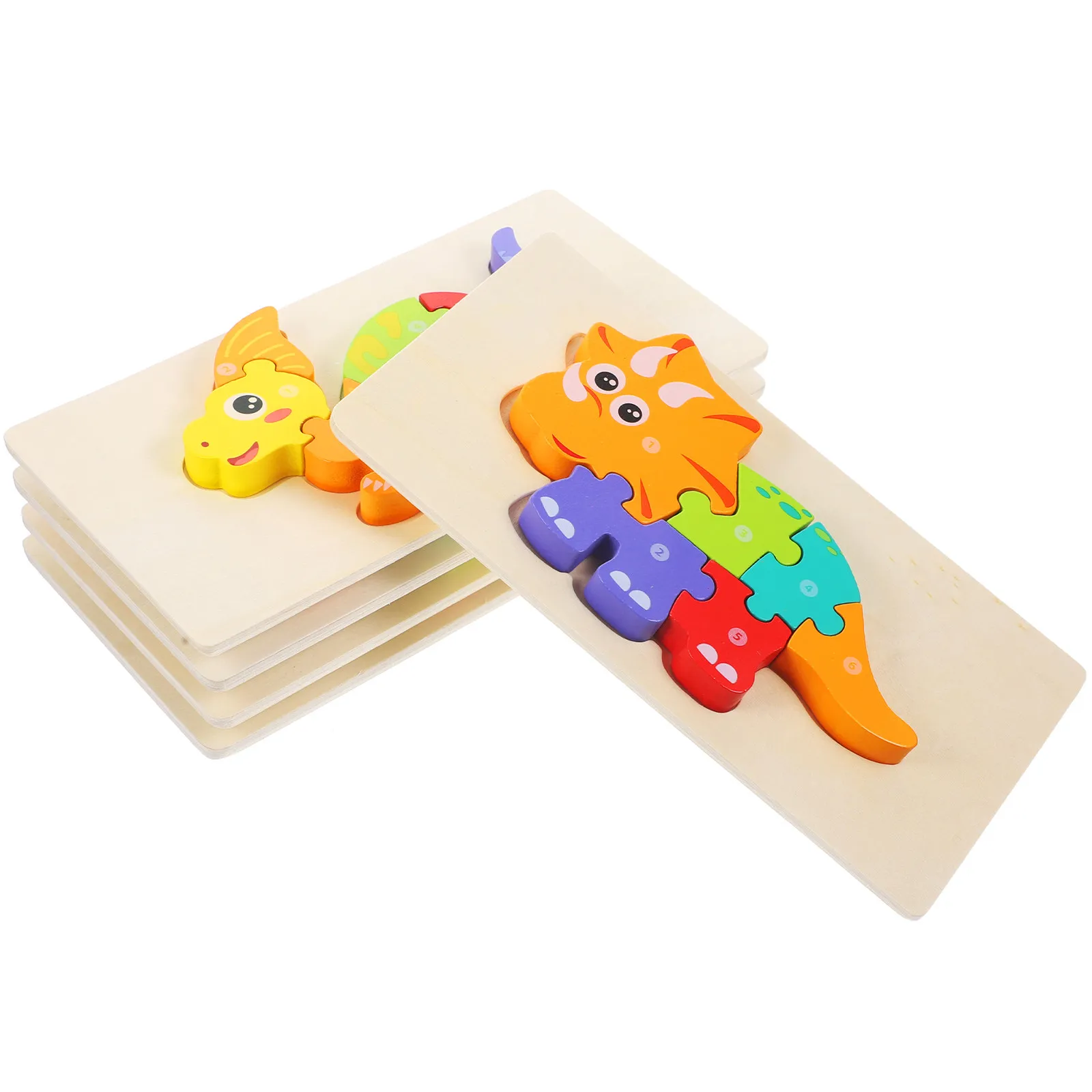 

5Sets 3D Puzzle Cartoon Wooden Blocks Educational for Toddlers Ages 1-3 Kids Learning Puzzle Development