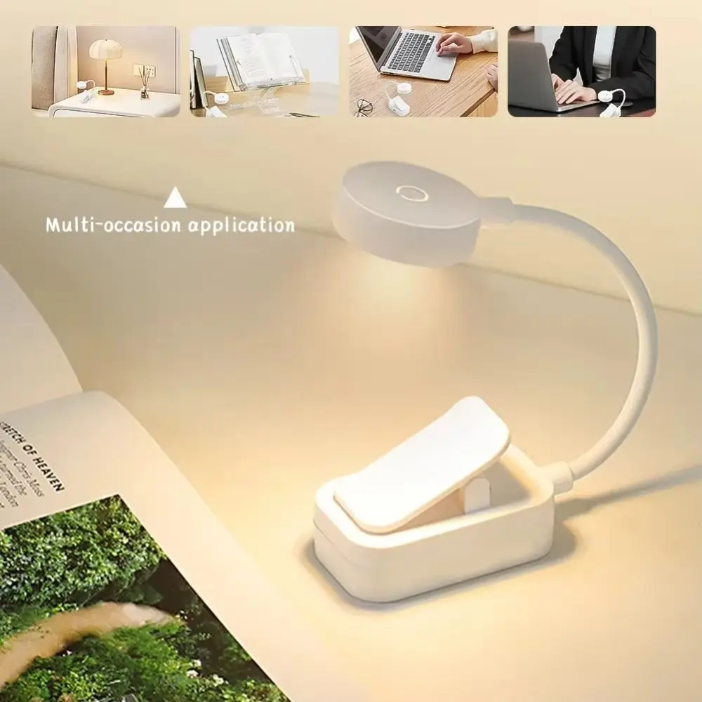

3 Colors LED Book Clip Lights Stepless Dimmable Eye Protection Reading Lamp with Clip Folding 360° Rotate Bedroom Table Lamp
