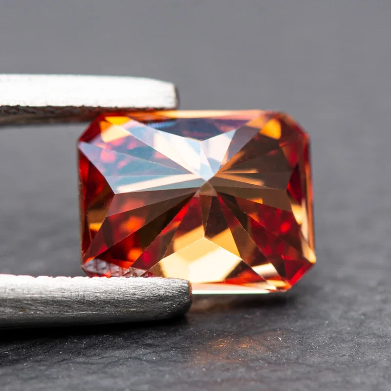 Moissanite Stone Radiant Cut Garnet Color VVS1 with GRA Certificate for Gemstone Charms Beads Top Jewelry Making Materials