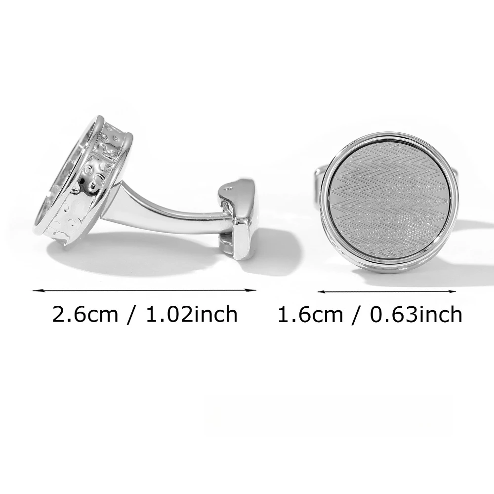 Gentlemen's Silver Serrated Texture Circular Cufflinks Business Dress Shirt Cuff Buckle Men's Dresses With Exquisite Accessories