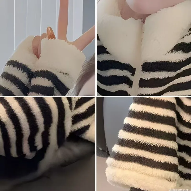 الخريف الشتاء النساء المرجان الصوف بيجامة مجموعات رشاقته الدافئة ملابس المنزل الإناث مخطط ملابس خاصة الدعاوى سيدة الفانيلا ثوب النوم