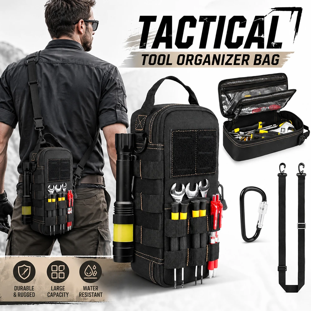 

Tactical Tool Organizer Bag for Men, Portable EDC Molle Pouch Waterproof Utility Organizer Pouch Compact Military Outdoor Kit