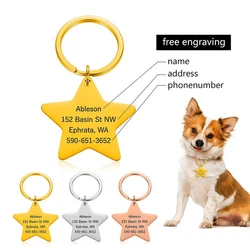 Personalized Pet Cat Dog Id Tag Collar Stainless Steel Star Engraving Name Number Anti-Lost Pet Supplies Llaveros Personalizado