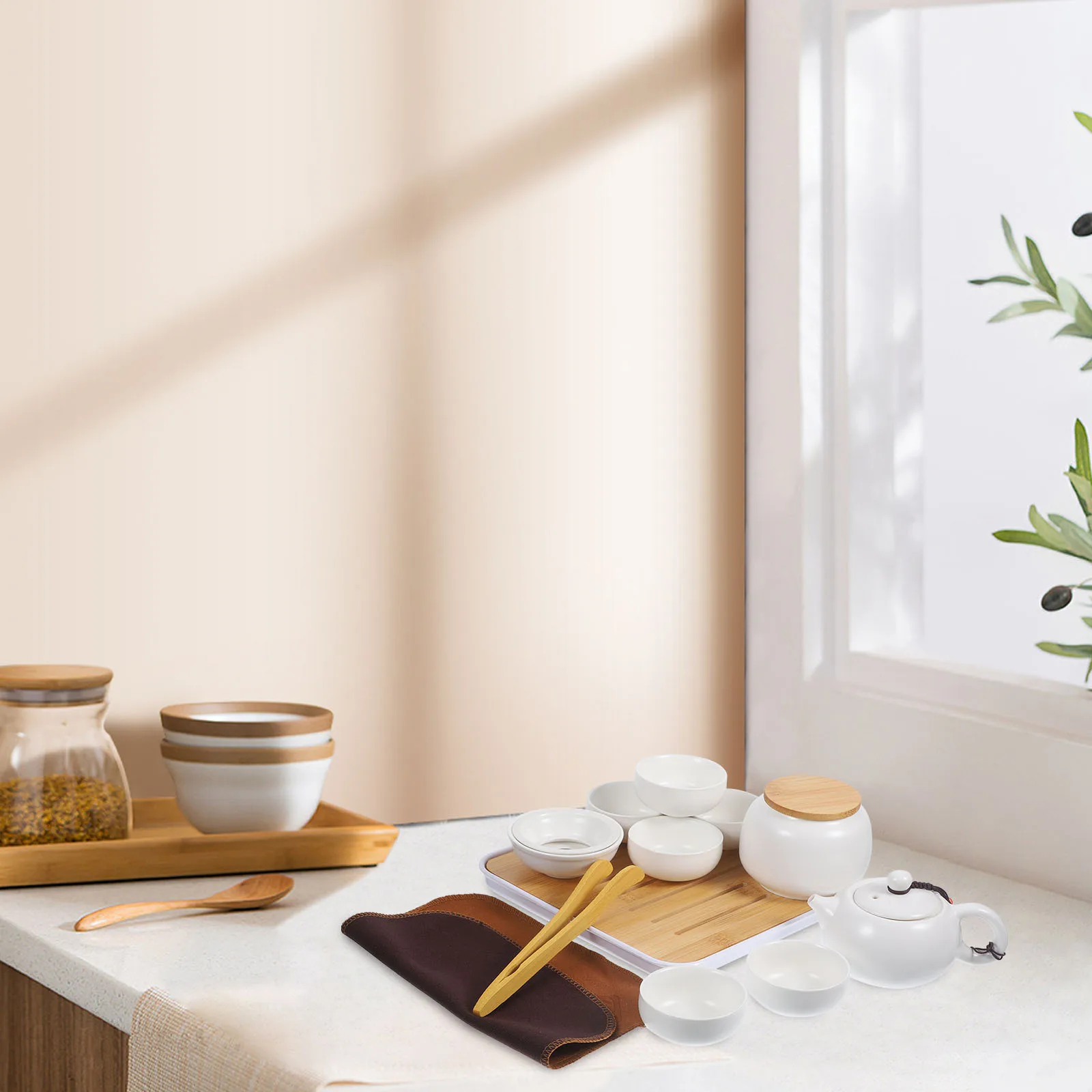 

1Set Elegant Chinese Tea Pot Cup Set Ceramic Portable for Travel Home Office Gift Tea Cup Teapot Set Ceramic Teapot